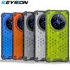 KEYSION Shockproof Armor Case for Realme 12 Pro+ 5G 12+ Silicone+PC Transparent Honeycomb Phone Cover for OPPO Realme 12+Plus 5G