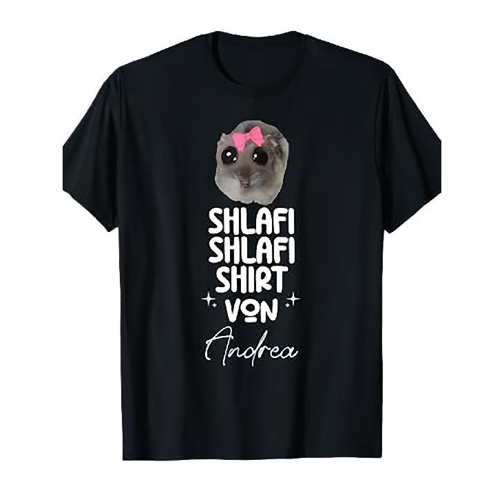 Schlafi Schlafi Hamster Meme Andrea T-Shirt - Funny Hamsti Viral Video, Casual Round Neck Tee, Machine Washable, All- Fit for Meme Lovers