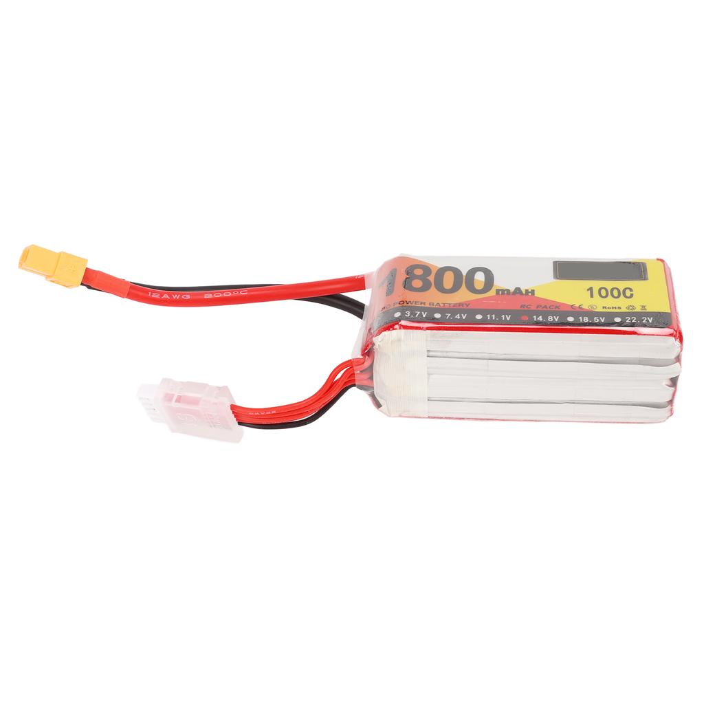 1800mAh Lipo Battery 100C Discharge Rate 14.8V 4S XT60 Plug RC Battery Power for RC Helicopter Car