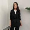 2024 Autumn Women's Solid Color Waist-Tie Slim-Fit Blazer & Long Pants Set