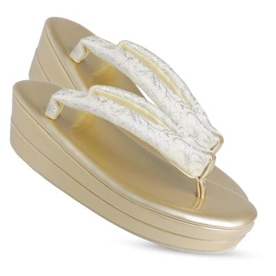 Одиночная одежда для посещения [NISHIORI] Женские сандалии, формальные, элемент, свадебные, tomesode, (ЗОЛОТО, Среднее)