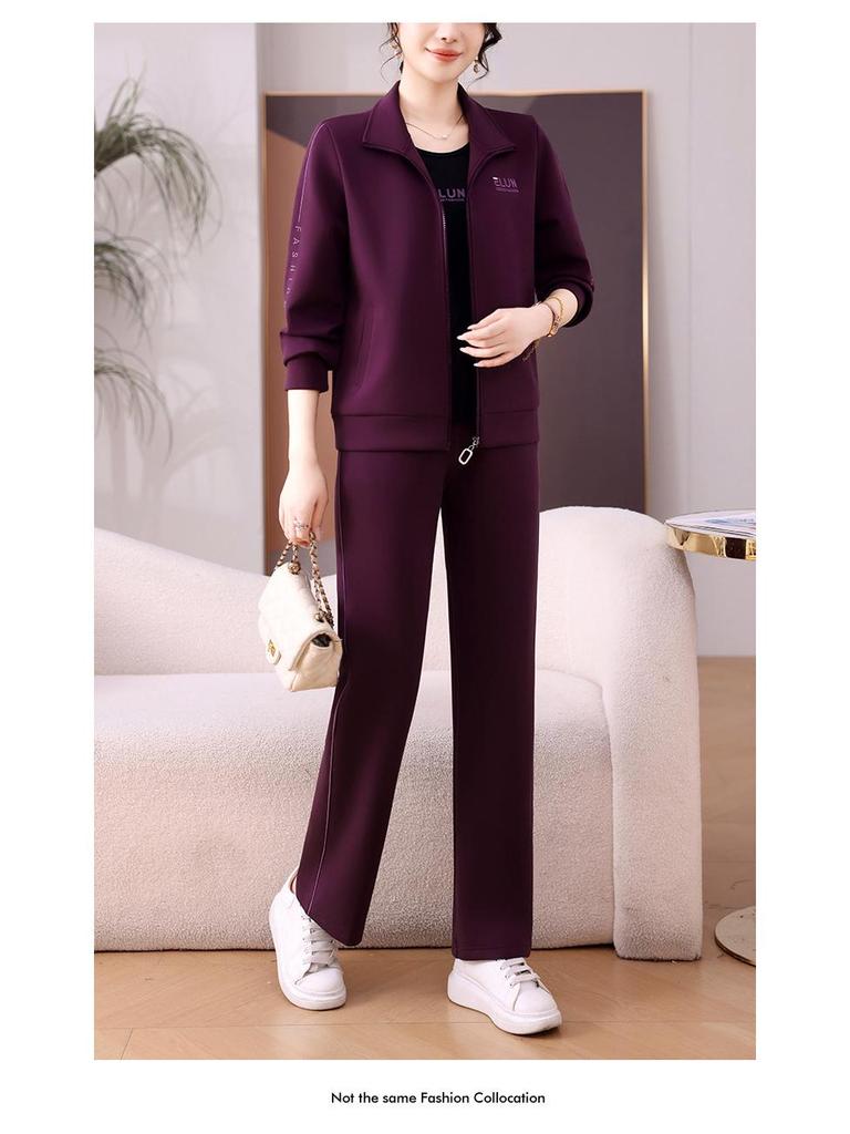 Хлопковый спортивный костюм-толстовка для мамы: Женская повседневная кардиган-куртка в корейском стиле для весны/осени, свободного кроя, для бега