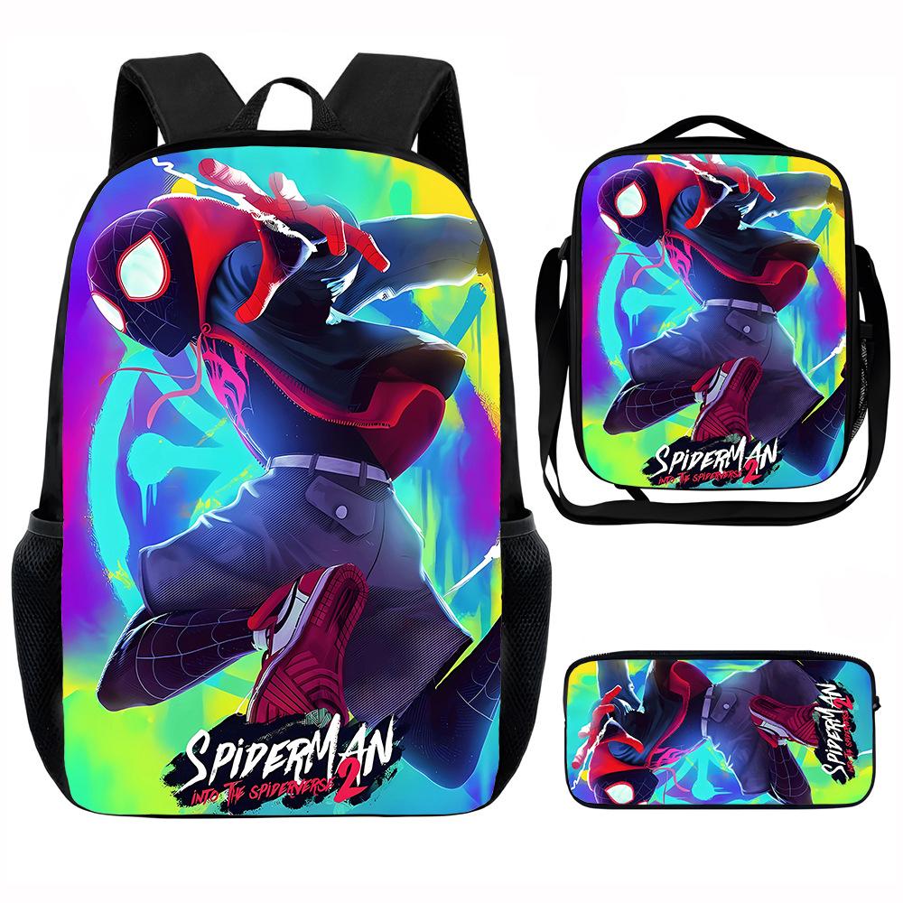 Spider-Man School Bag Lunch Bag Pencil Bag Elementary School Backpack Cartoon Peripheral Backpack Children's Bag Three-piece Set