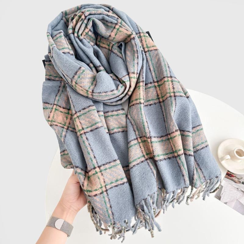 Autumn and Winter Atmosphere Shawl Plaid Warm Versatile Scarf Student JK Plaid Scarf Woman