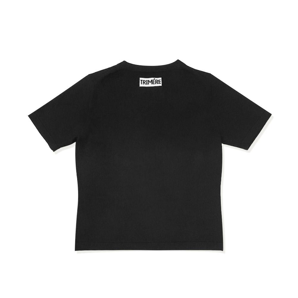 TRIMERE Logo Wappen Short Sleeve Round Knit Woman Black