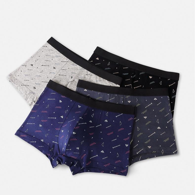 4 шт. Большое мужское нижнее белье Плоские углы Нижнее белье Высокая эластичность и Удобное нижнее белье Боксеры-брифы