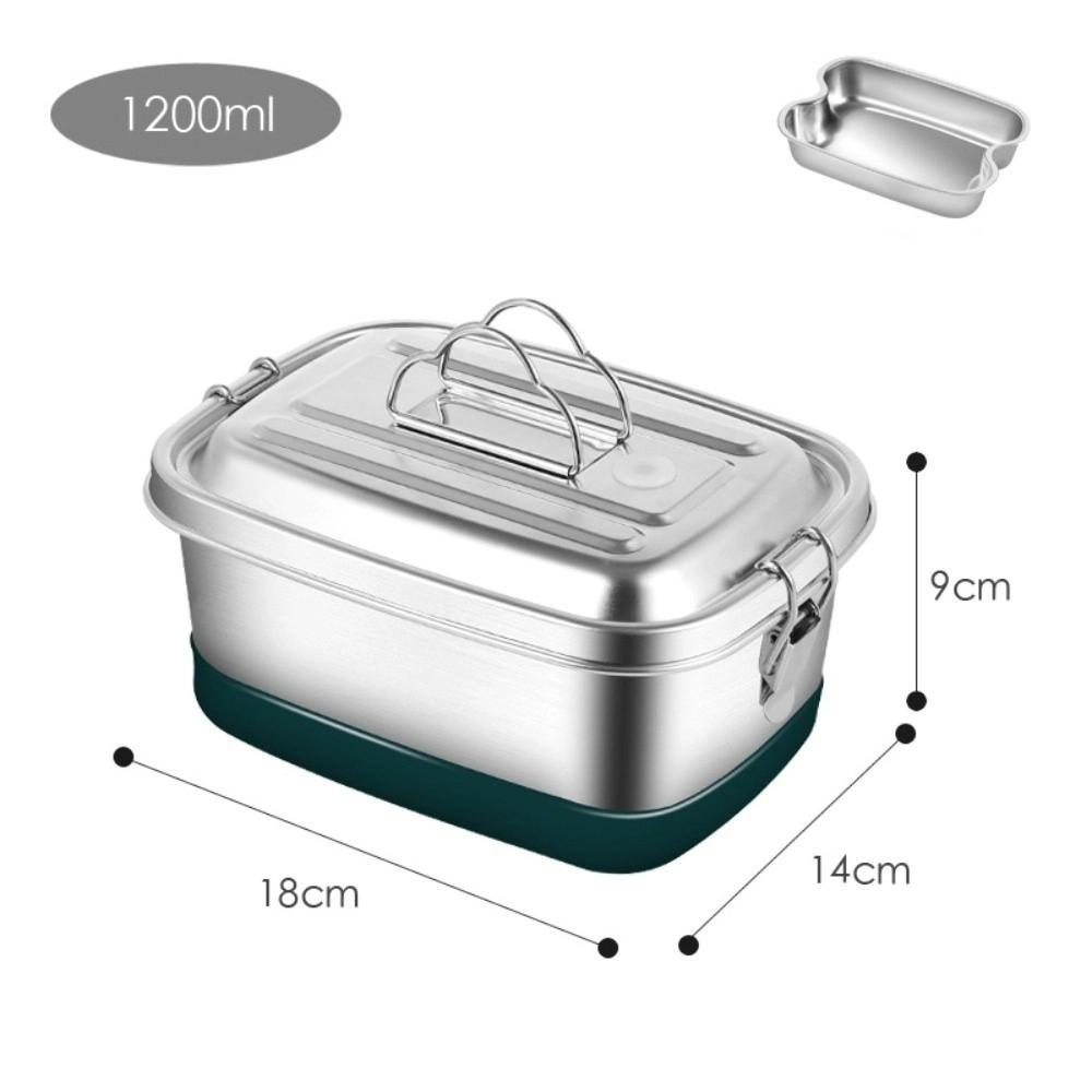 Stainless Steel Lunch Box Interlayer Divided Food Storage Container Sealed with Handle Microwave Oven Lunch Box Camping