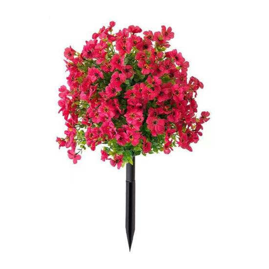 Искусственное топиарное шаровидное дерево с фиолетовыми цветами для улицы, искусственные кустарники с грунтовым колышком, устойчивые к УФ-лучам, искусственные кусты для украшения переднего крыльца, сада, кашпо