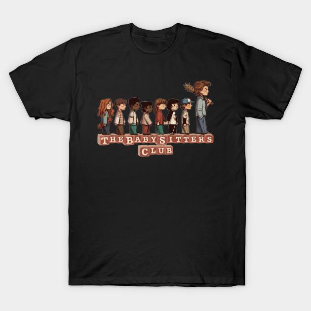Азиатский размер Мужская черная футболка с принтом Stranger Things Рубашки The Babysitters Club 80-е Научная фантастика Пародия M11182 Термотрансферная печать без вырезания Хлопковая футболка