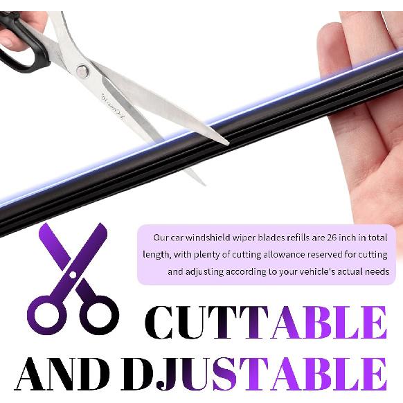 4PCS 26" Car Wiper Blade Inserts Refill,Adjustable Boneless Car Wiper Blade Refills Restore Windshield Clarity,Essential Cars Windshield Wipers