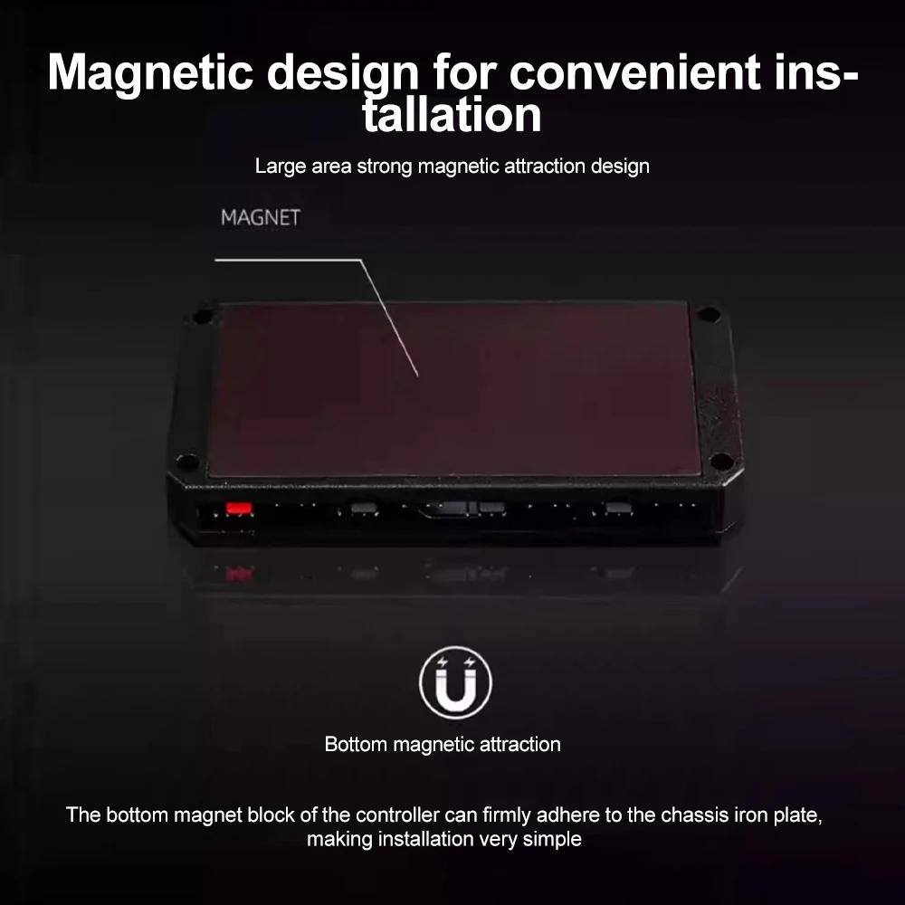 Адаптер-хаб для ARGB PWM вентиляторов с 1 до 9 портов 5V 3Pin с ARGB контроллером, разветвитель для PC охлаждающих вентиляторов, питание SATA, магнитный PWM хаб