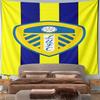 LUFC Crest on Yellow and Blue Stripes Pattern Wall Hanging Tapestry Decorative Tapestry Home Decor for Bedroom and Living Room