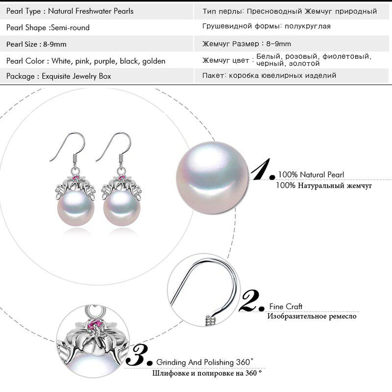 LSOOYH серьги с натуральным пресноводным жемчугом для женщин, ювелирные изделия с жемчугом, модные серьги с красными кристаллами и цветком