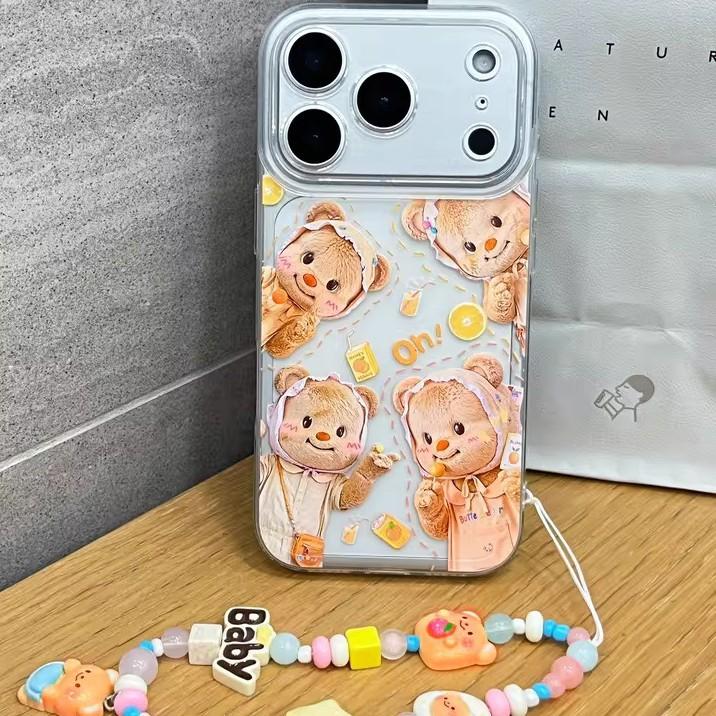 Чехол для мобильного телефона iPhone17 promax, масло, медведь, оранжевое яблоко, мультяшный 16, силиконовый 15, мягкий тпу, противоударный 13, наборы
