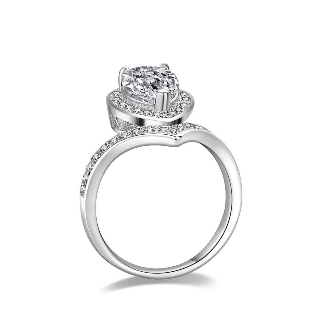 Elegant Women's S925 Silver Moissanite Ring with Irregular Pear-Shaped 2 Carat Diamond Design