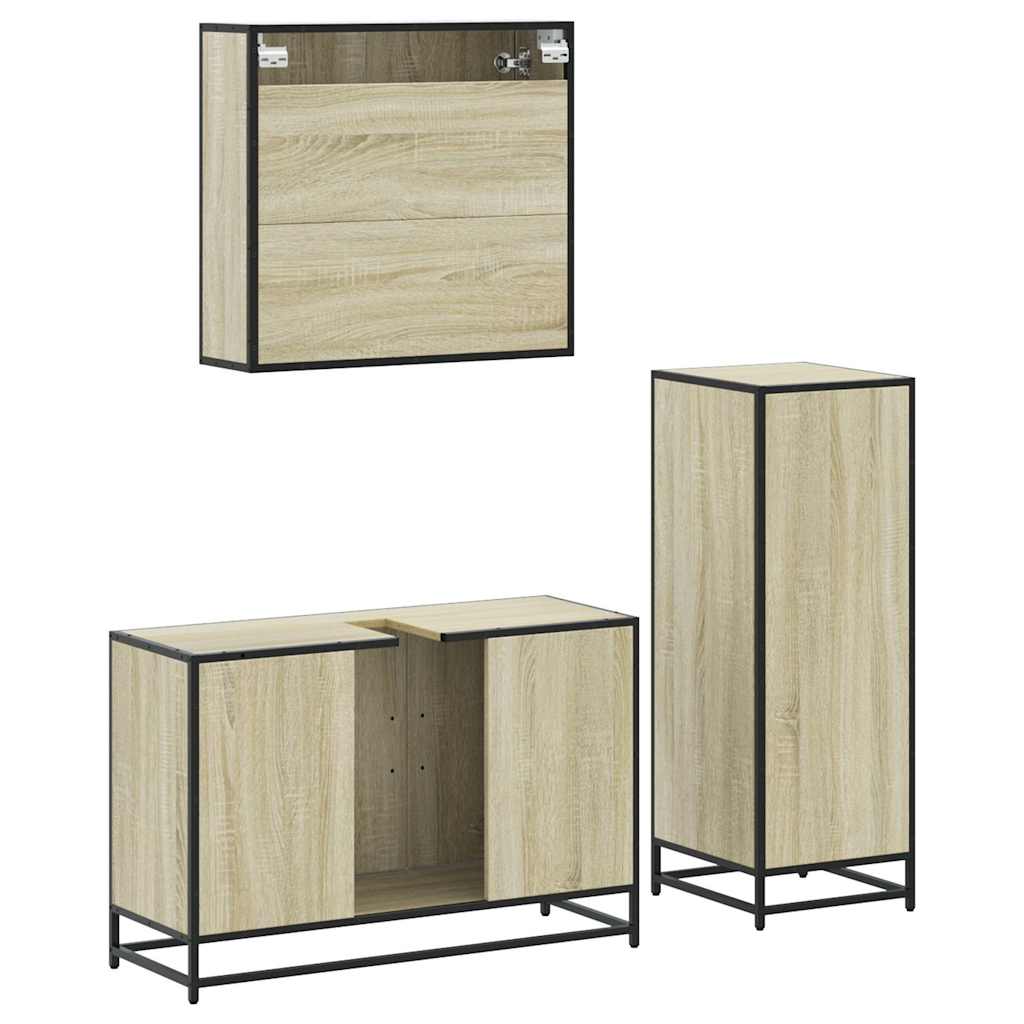3 Piece Bathroom Furniture Set in Sonoma Oak Particleboard