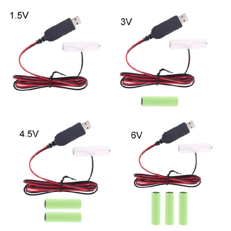 Кабель-заменитель батареек AA с преобразователем Type-C, USB или Type-C вход 5V2A