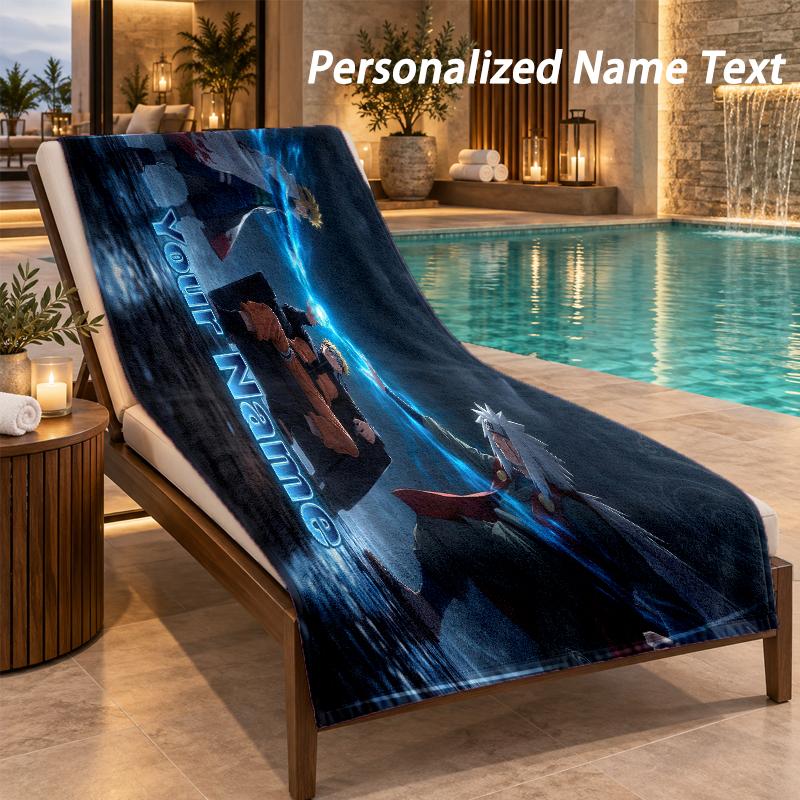 Naruto Custom Name Beach Towel Large Soft Towel for Indoor Bathroom Outdoor Beach