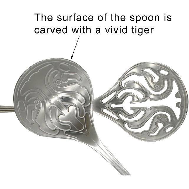2Pcs Vintage Coffee Stirrer Spoon 18/10(304) Stainless Steel Slotted Sugar Spoon Retro Royal Hollow Out Handle Teaspoon for Dessert Ice Cream