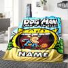 Custom Name Dog Man Theme Printed Blanket - Perfect for Couch, Bed, Travel & Outdoor Use | Machine Washable, Cozy & Durable.