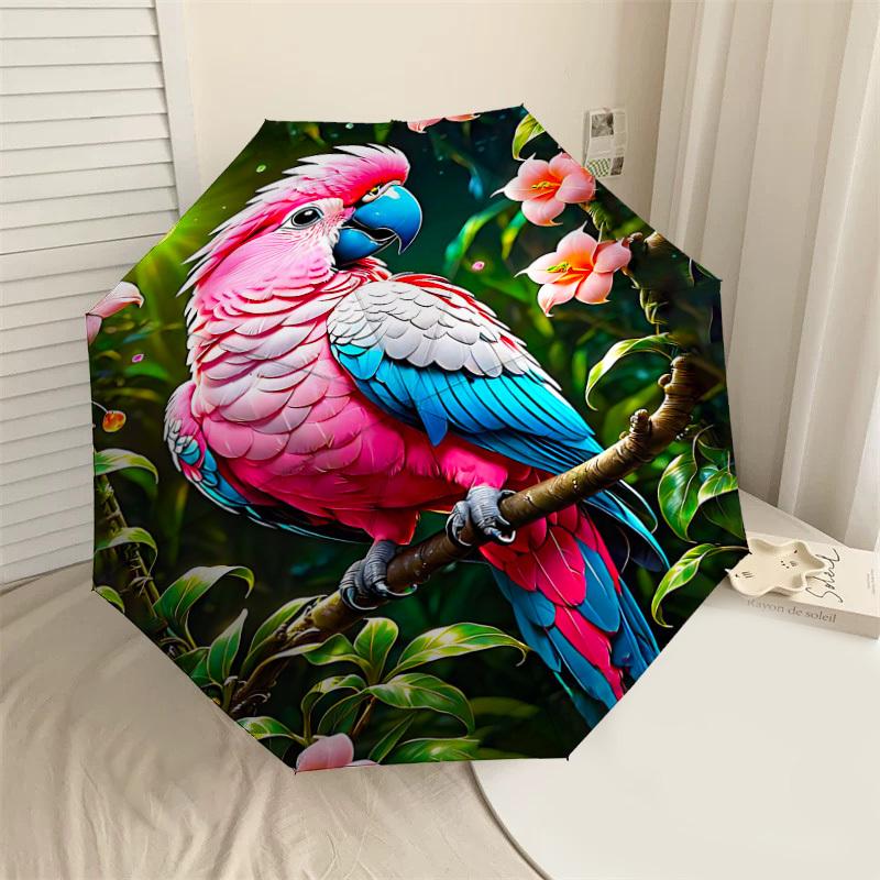 1PC parrot, jungle Automatic Open/Close Umbrella Compact Folding Umbrella with 8-Rib Shaft lightweight esign, Highquality Fabric1187A