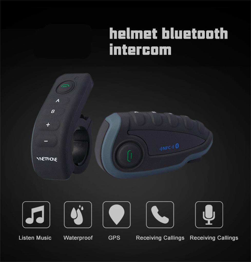 1200M Bluetooth Интерком Мотоциклетный Шлем Интерфон Гарнитура NFC Пульт Дистанционного Управления Полнодуплексная +FM