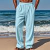 2024 Men's Cotton & Linen Loose-Fit Solid Color Lace-Up Trousers
