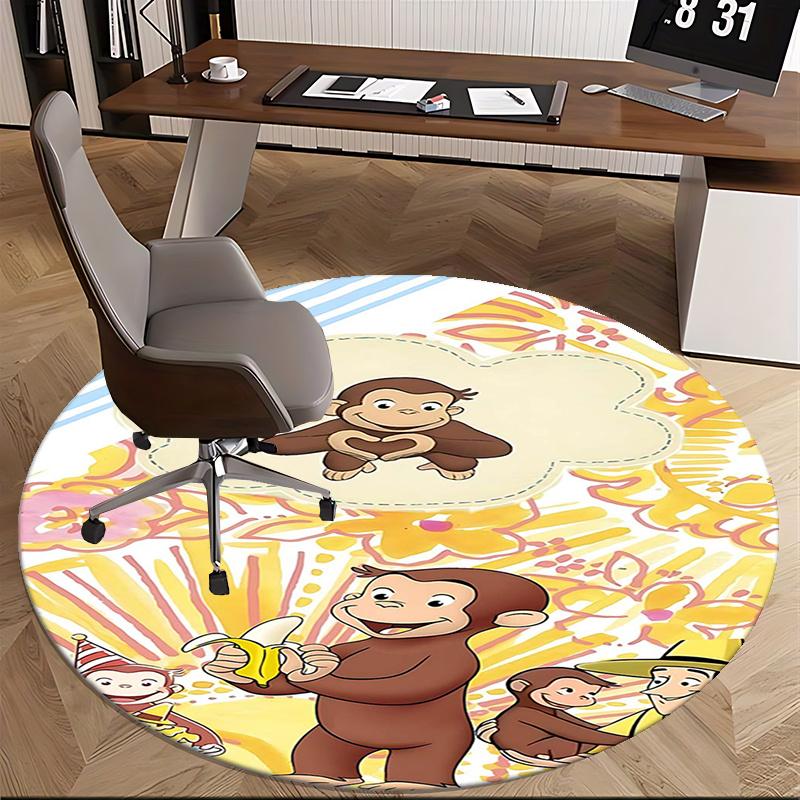 Curious George,Monkey Adventure Chair mat Round Rug Office carpet, Non slip, Suitable for Living Rooms, Bedrooms,Decor1205809a