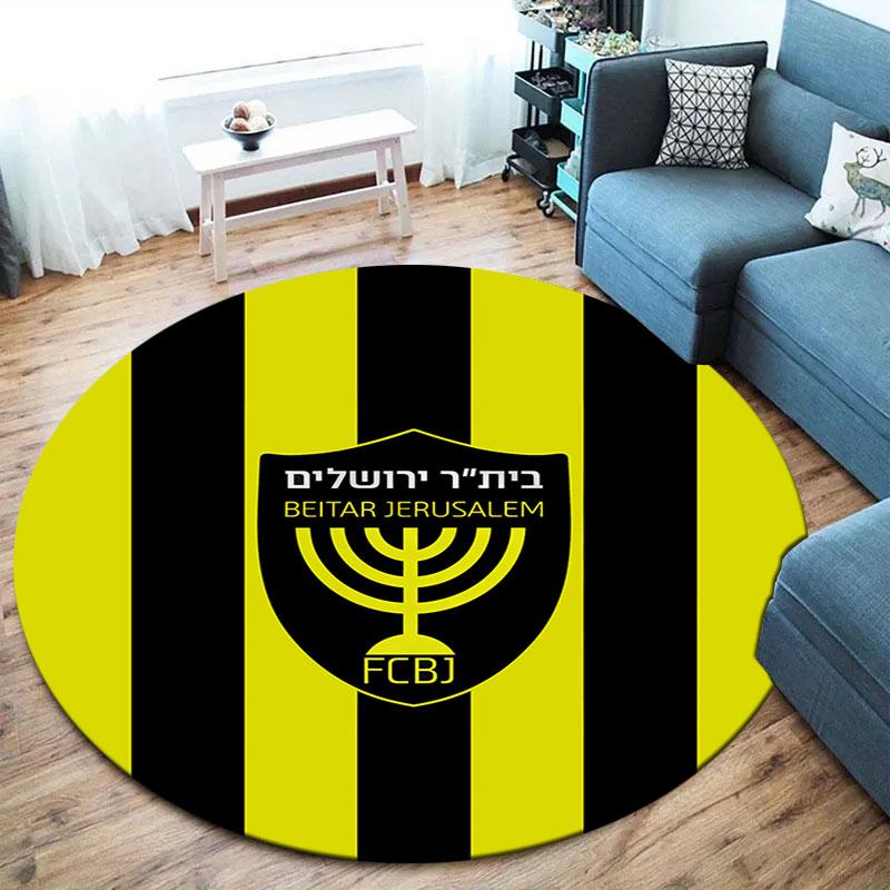 Beitar Jerusalem Round Area Rug,Carpet Rug for Living Room Bedroom Sofa Playroom Decor,Non-slip Floor Mat