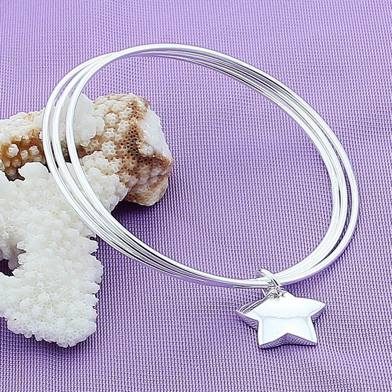 925 Sterling Silver Stylish and Simple Three-ring Star Bracelet Birthday Party Anniversary Gift Daily Wear