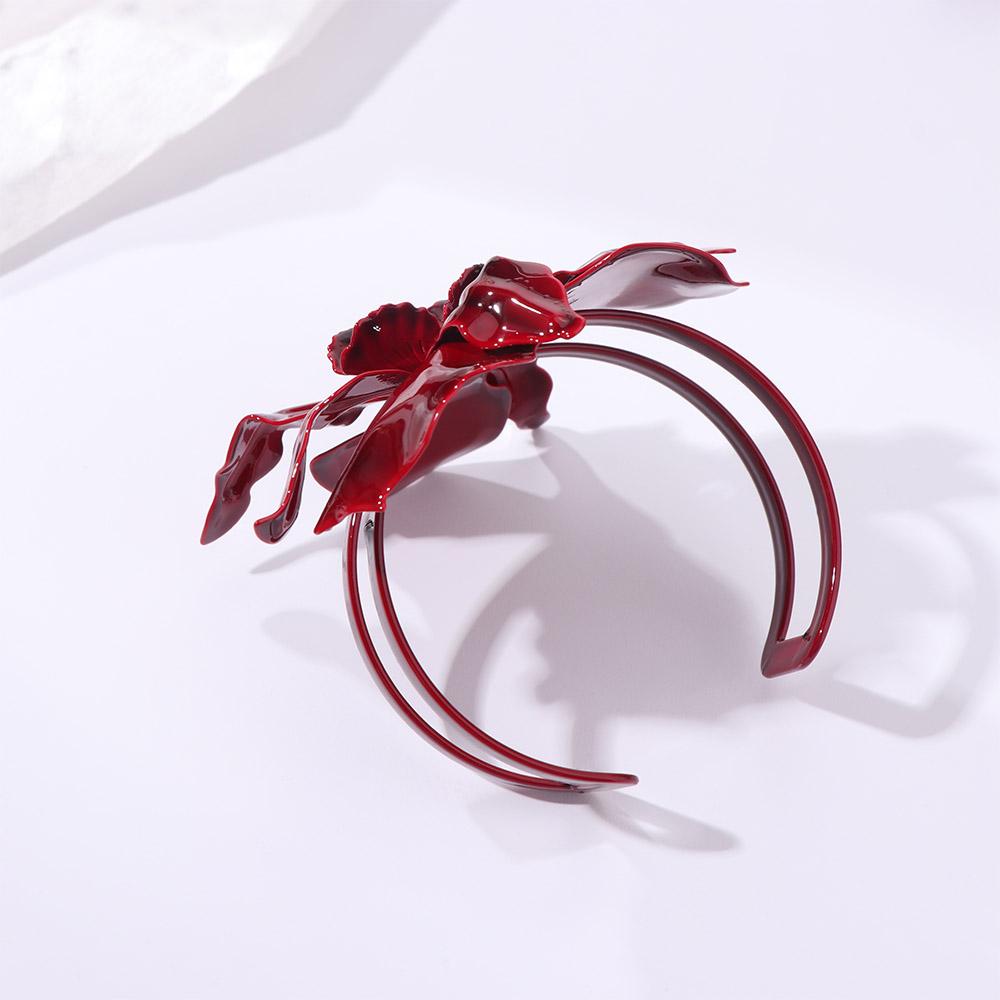 Red Large Flower Earrings Luxury Flower Necklace Bangle Rings Jewelry Accessories