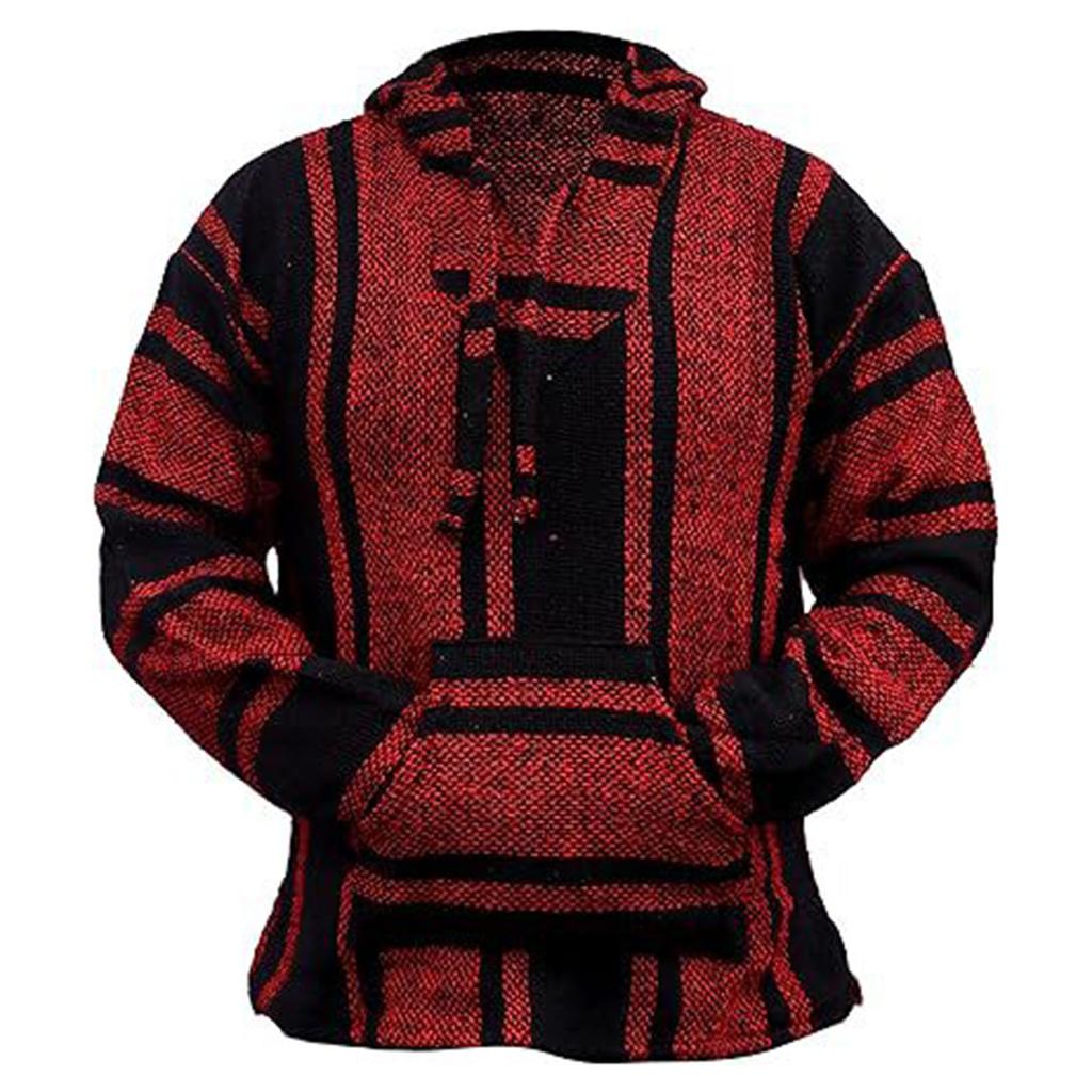 Мужское Худи в Трайбл Стиле Комфортное С Капюшоном С Длинными Рукавами