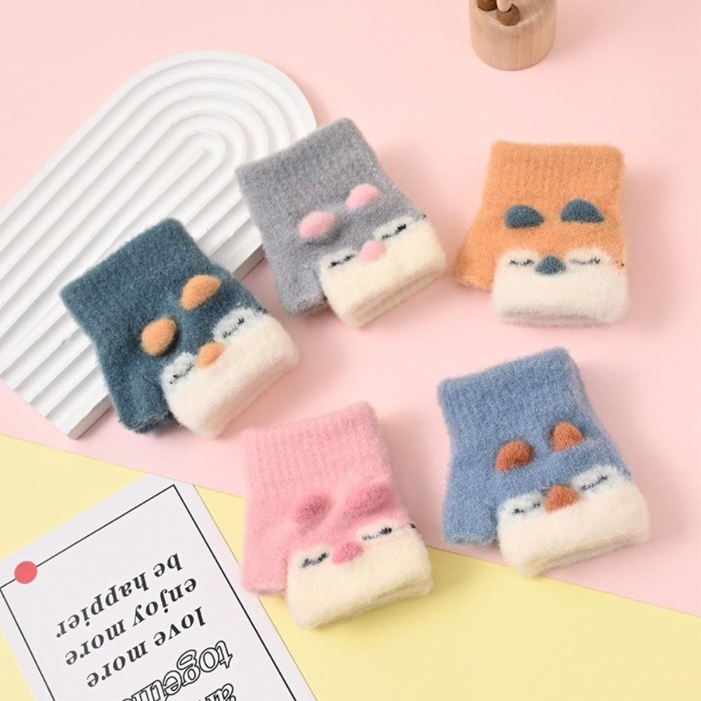 Cute Cartoon Children's Gloves Knitted Warm Gloves New Fingerless Mitten Autumn Winter
