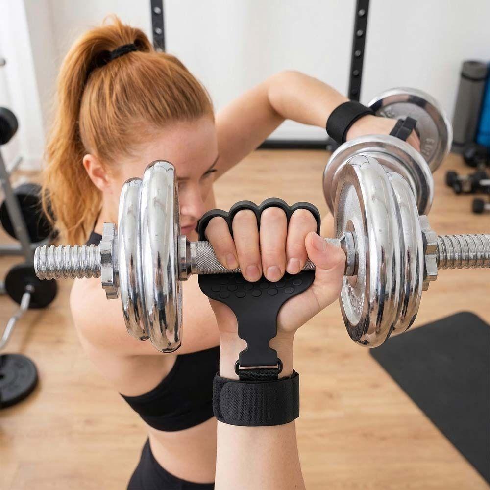 1 pc/ pair Ergonomic Shape Weight Lifting Grips Anti-Slip Grips Barbell Exercises