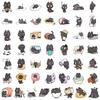 50Pcs Waterproof Cute Kitten Sticker Cartoon Funny Meme Sticker Kawaii Black Cat Sticker  Skateboard