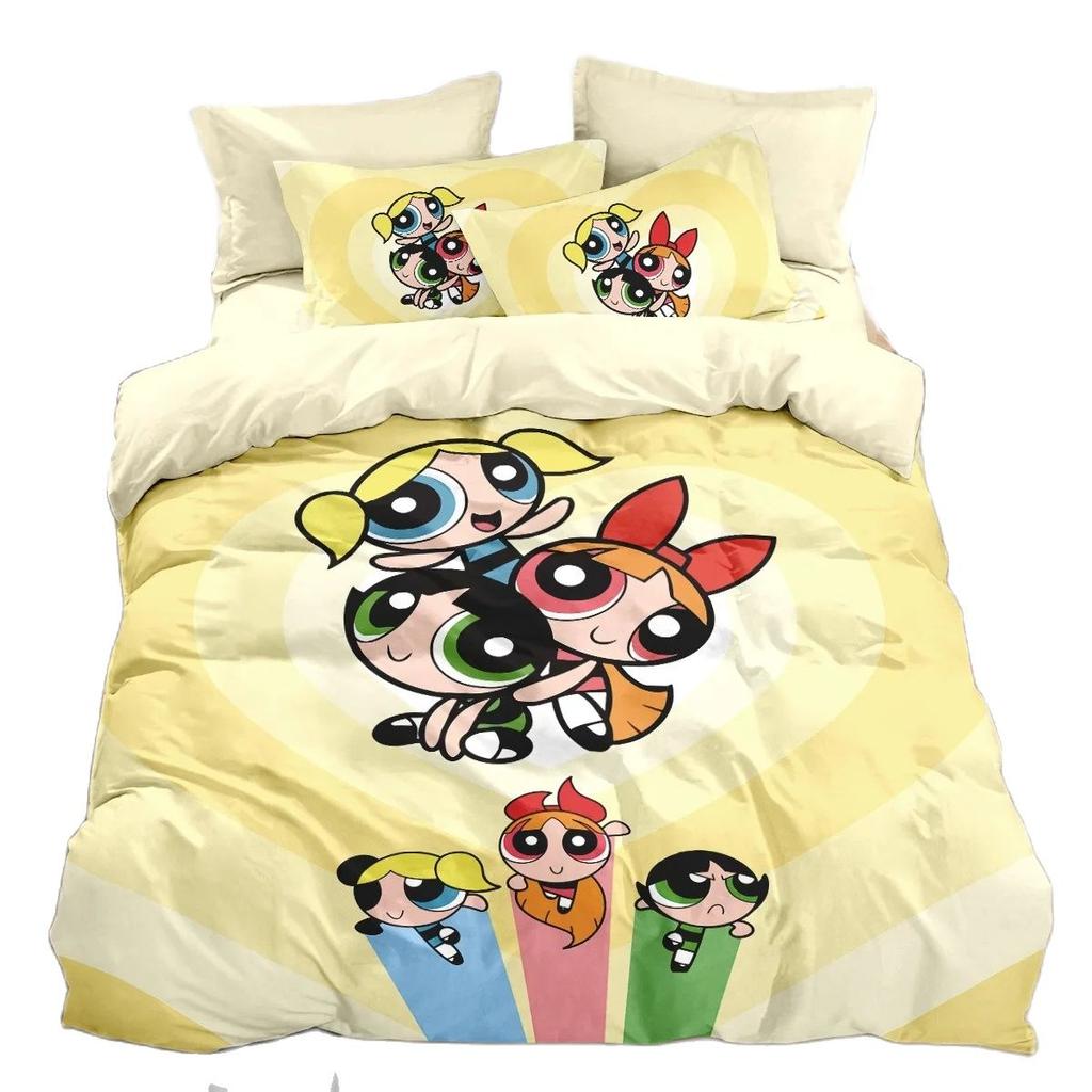 Комплект постельного белья P-Powerpuff Girls, мультяшный модный 3D-принтер Powerpuff Girls, пододеяльник, украшение для дома, одеяло размера King Size для мальчиков и девочек