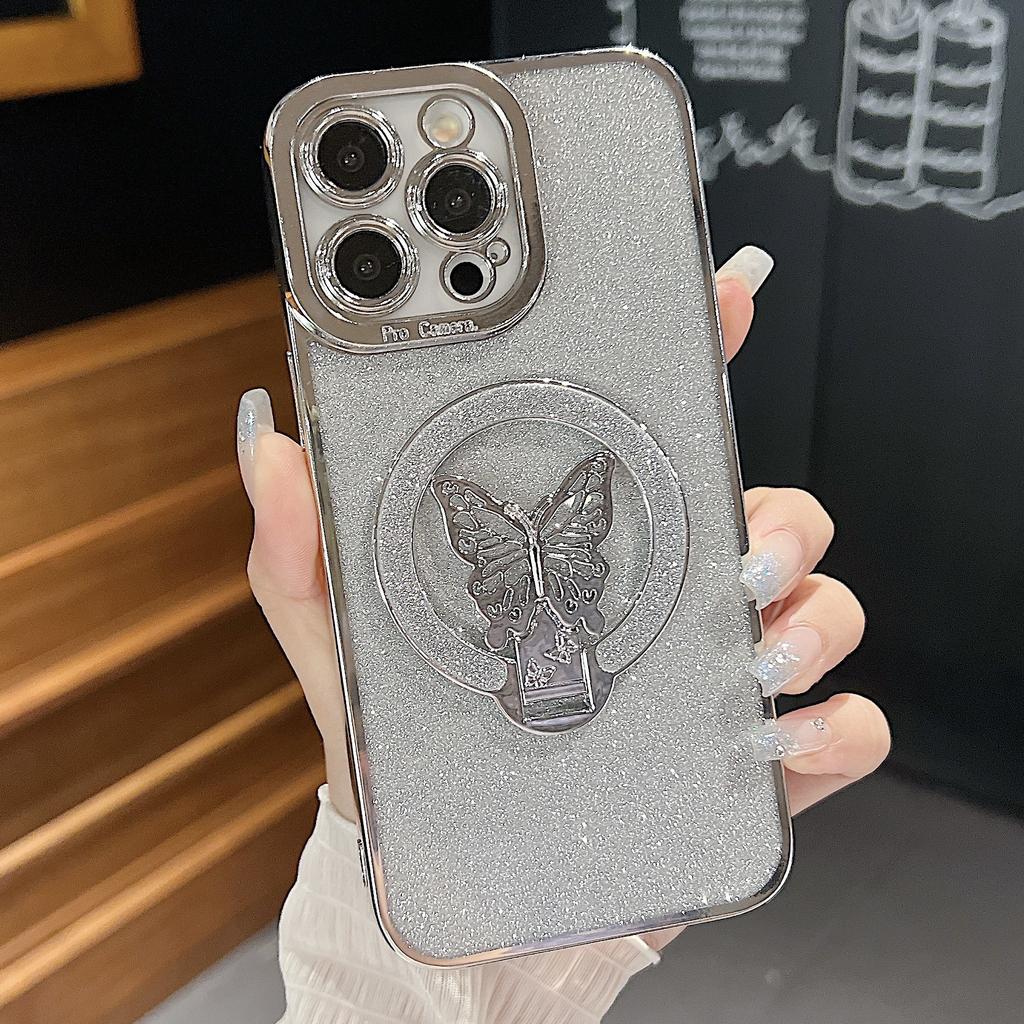 Подходит для Apple 16 Гальванизированный Глиттер для глаз Подставка-бабочка Чехол для телефона, Противоударный Защитный чехол для iPhone15promax