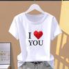 (Asian Size) Graphic Tee T Shirt Letter Love Heart Cute Trend Clothing Lady Casual Fashion Print Female Casual Women's Top Short Sleeve T-shirts