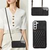 For Samsung Galaxy S21 FE 5G Kickstand Phone Case TPU+PU Leather Shoulder Phone Bag