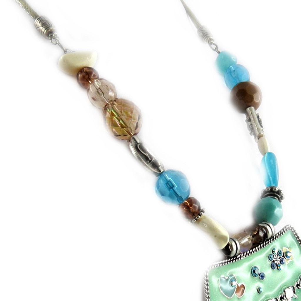 Les Trésors De Lily [E0660] — Дизайнерское колье «Мимозы» сине-зеленого цвета.