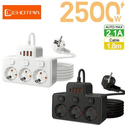 Сетевой фильтр с вилкой ЕС переменного тока, настенный независимый выключатель Multitap 1,8 м, европейский стандартный штекер с зарядным сетевым фильтром USB C, адаптер