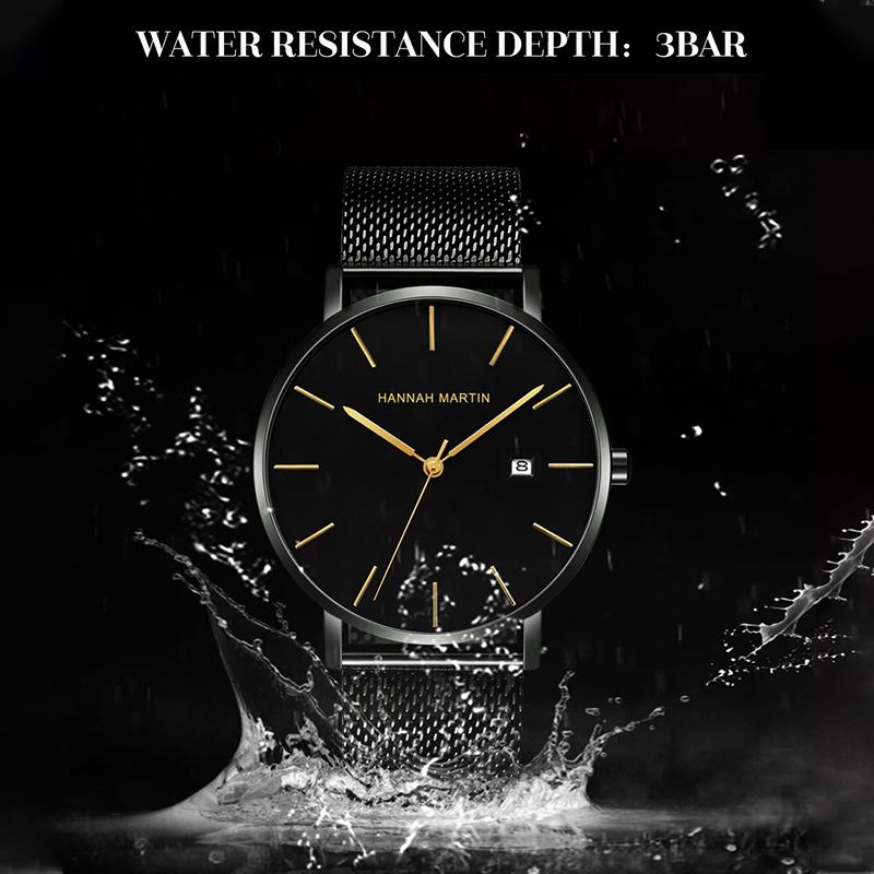 Hannah Martin Classic Bauhaus Design Men Watch Dark Blue Japan Quartz Waterproof Fashion Business Calendar Ultra Thin Watches