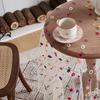 Прозрачный коврик для обеденного стола, тонкая видимая сетка, красочная цветочная вышивка, круглый защитный чехол для стола, декоративная скатерть для украшения вечеринки