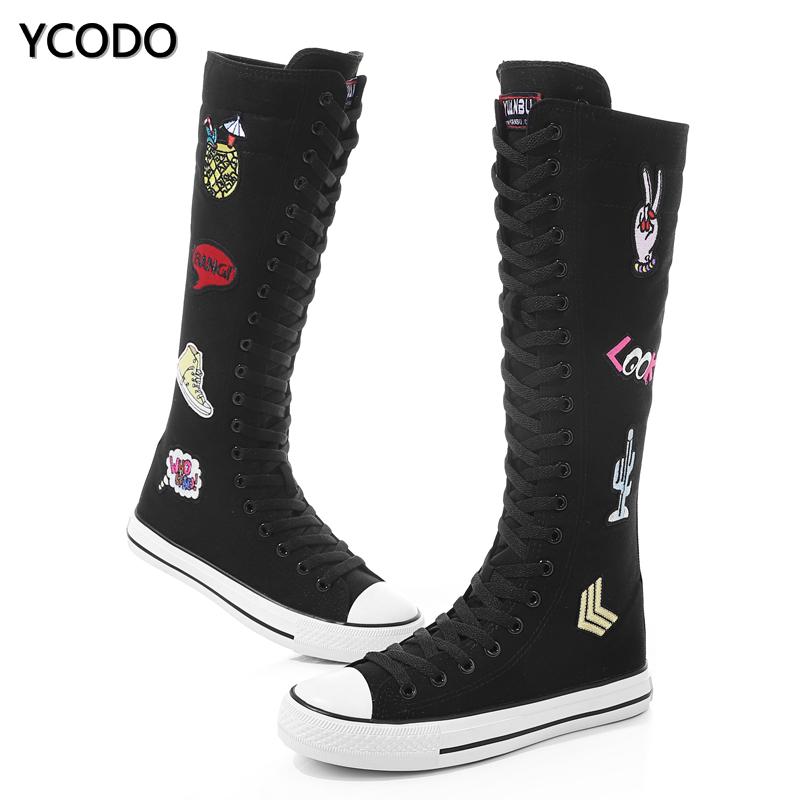 Весенне-осенние женские ботинки, парусиновые сапоги до середины икры, повседневная обувь с высоким берцем, длинные сапоги, удобные ботинки на плоской подошве со шнуровкой, размер 34-43