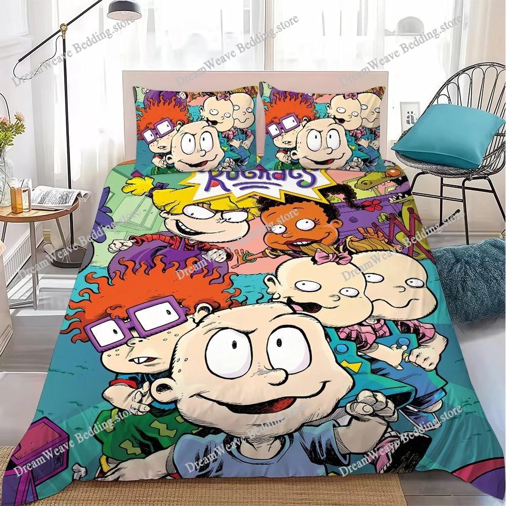 Милый Забавный Мультяшный Комплект Пододеяльника R-Rugrats Домашний Стиль Постельное Белье Мягкий Стирка Хлопок Постель Студенческое Общежитие Подарок