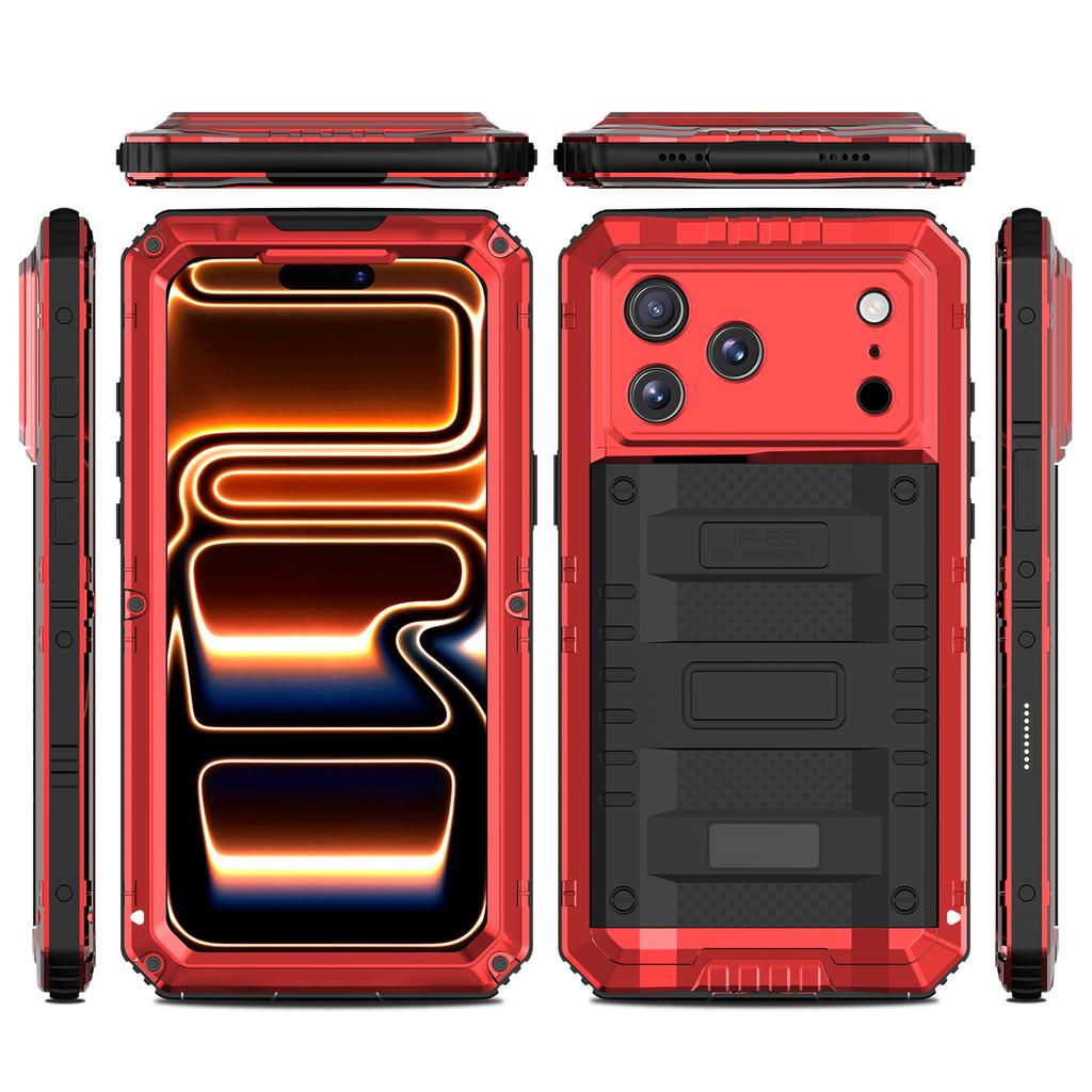 Военный противоударный чехол для IPhone 17 Pro 16E Air 16 15 14 13 12 Pro Max IP68 Полностью водонепроницаемый Силиконовая защита Алюминиевый чехол