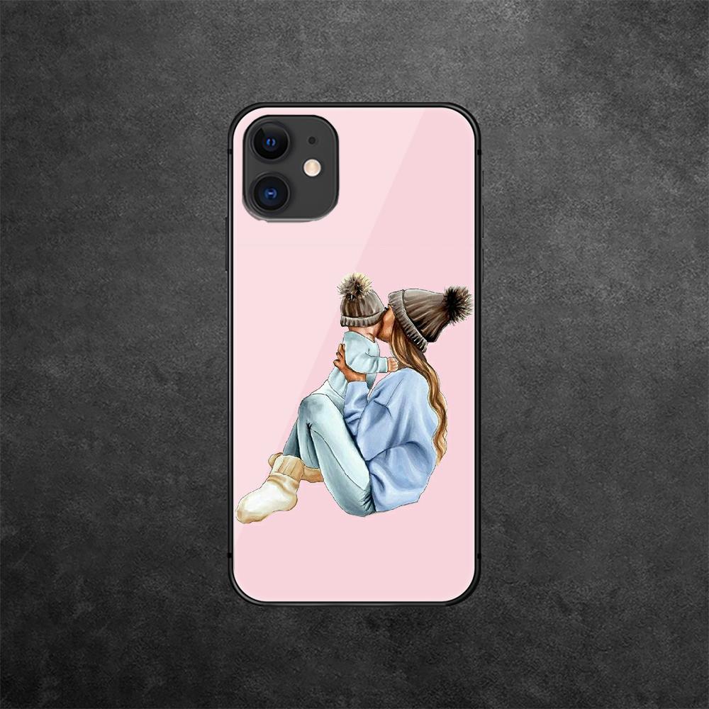 Чехол для телефона из закаленного стекла для мамы и ребенка, мамы для iPhone Samsung Galaxy OnePlus Oppo Xiaomi Redmi Note SA 7 8 9 10 11 12 13 14 20 21 22 53 Pro Max Ultra