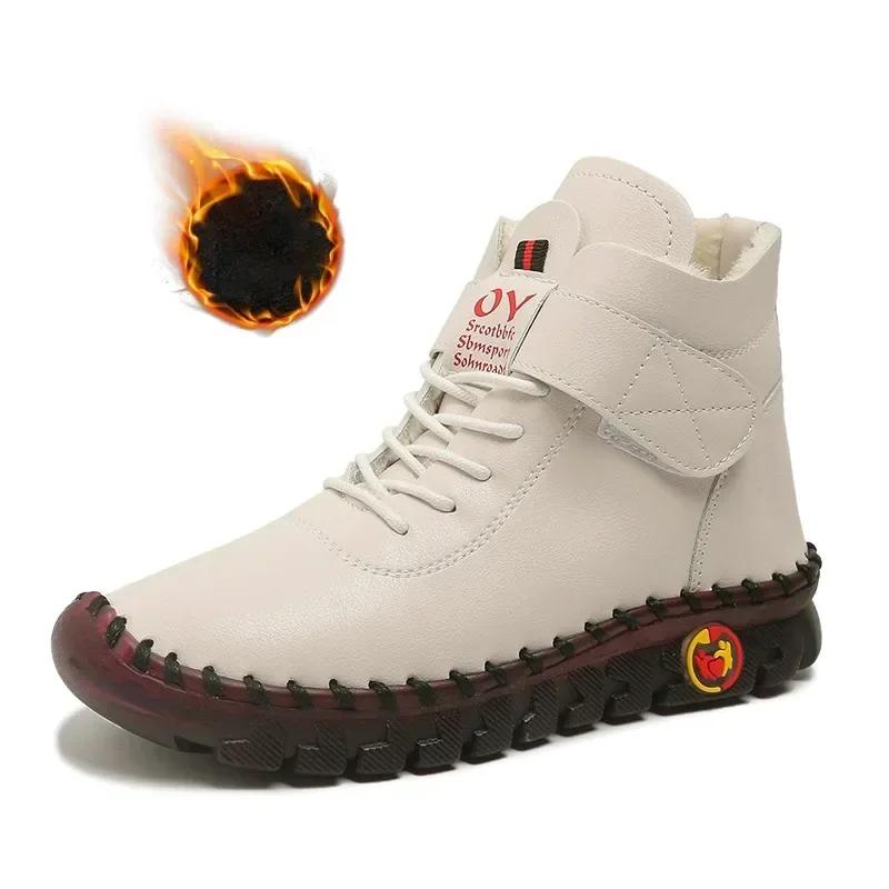 Модные зимние ботильоны, ручная строчка, мамины хлопковые туфли для женщин 2025, новые водонепроницаемые короткие зимние ботинки, ботильоны женские