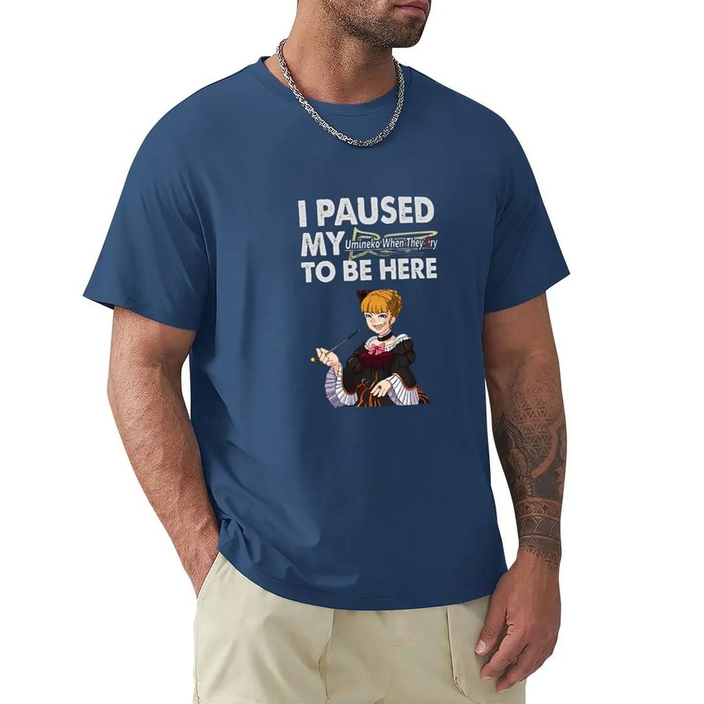 Animal Print Slim Fit T Shirts For Unisex I Paused My Umineko When They Cry To Be Here Tshirt Oversized Heavyweights Boys Cotton
