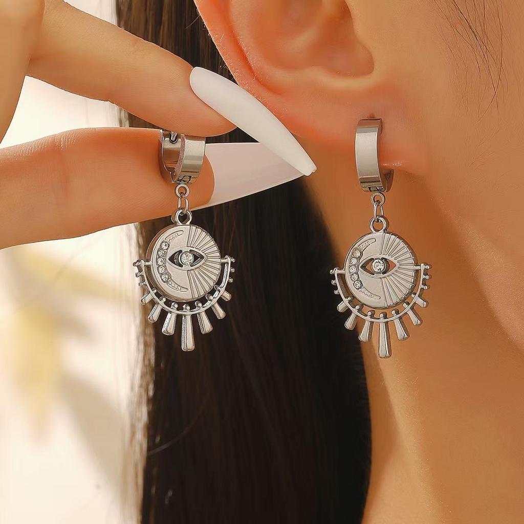 Изысканная Мода Универсальные Минималистичные Геометрические Серьги-Подвески Овальной Формы в Виде Сердца из Нержавеющей Стали для Женщин